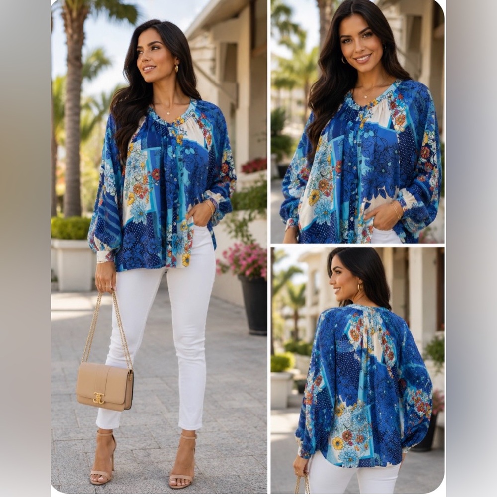 Johnny Was Josy Lynn Raglan Poet Blouse szsx